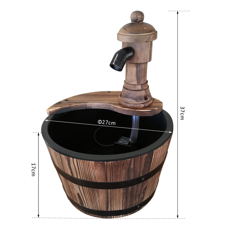 Outsunny Garden Barrel Water Fountain Patio Wood Electric Water Feature w/ Pump