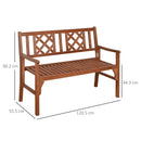 Outsunny Foldable Garden Bench, 2-Seater Patio Wooden Bench w/ Backrest Brown