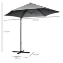 Outsunny 2.5M Offset Roma Patio Umbrella W/ 360° Rotation and Base, Dark Grey