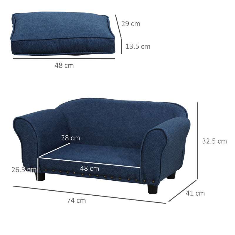PawHut Dog Sofa Bed Pet Chair w Soft Cushion for XS and S Dogs Blu
