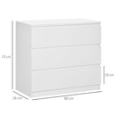 HOMCOM Chest of Drawers, 3 Drawer Storage Cabinet Unit for Bedroom, White