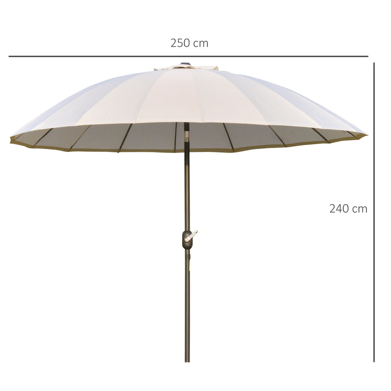 Outsunny 2.6m Round Curved Adjustable Parasol Outdoor Metal Pole Off-White