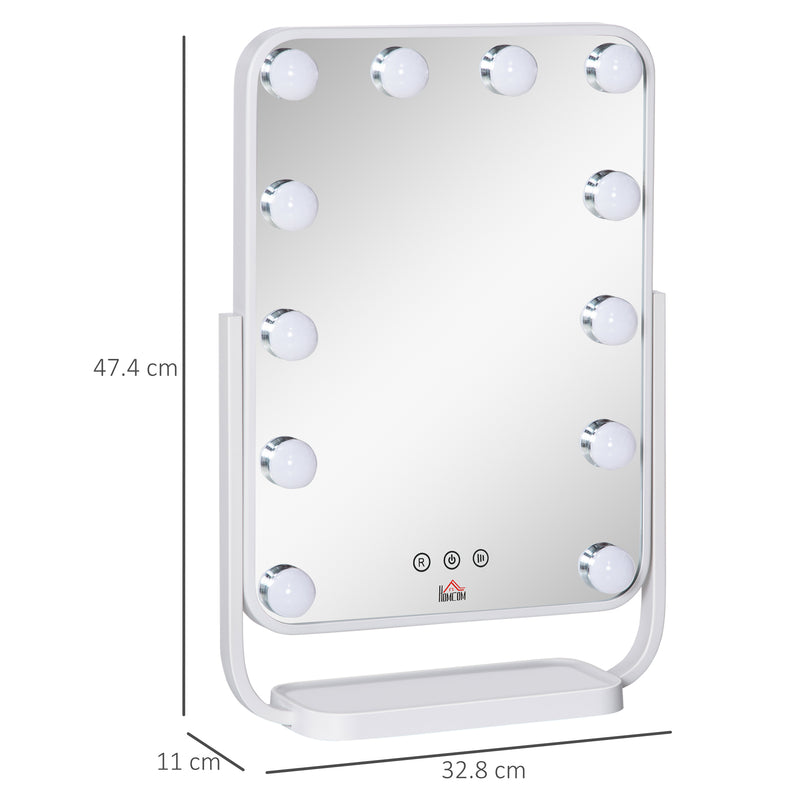 HOMCOM Hollywood Vanity Mirror with Dimmable LED Bulbs, Memory Function Bedroom