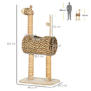 PawHut Cat Tree Cute Giraffe Kitten Play Tower w/ Scratching Posts, Tunnel, Ball