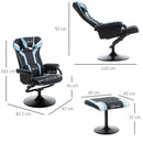 Vinsetto Video Game Chair and Footrest Set with Lumbar Support Headrest Blue