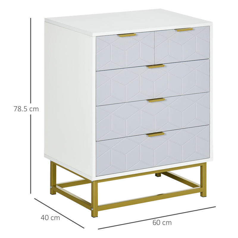 HOMCOM Accent Chest of Drawers, 5-Drawer Storage Organizer Unit for Bedroom
