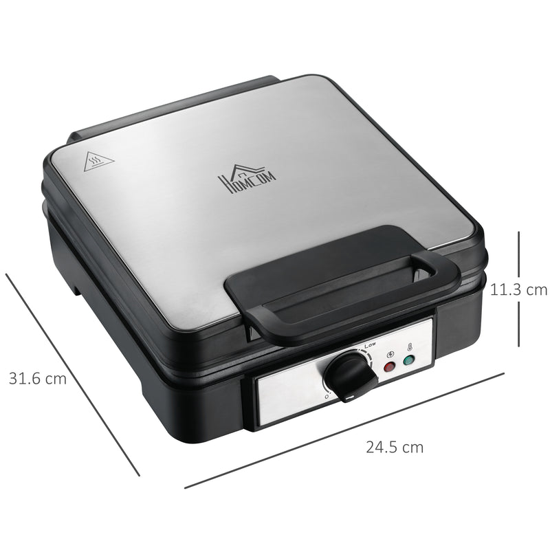 HOMCOM 4 Slice Waffle Maker w/ Deep Cooking Plate Adjustable Temperature1200W