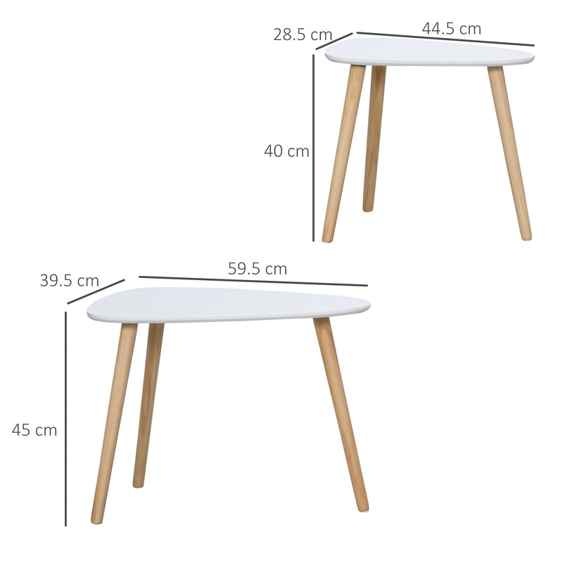 HOMCOM Side Table Set of 2, Modern End Coffee Bedside Tables White Natural