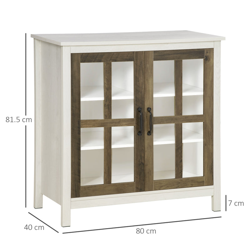 HOMCOM Kitchen Sideboard, Glass Door Storage Cabinet for Dining Room White