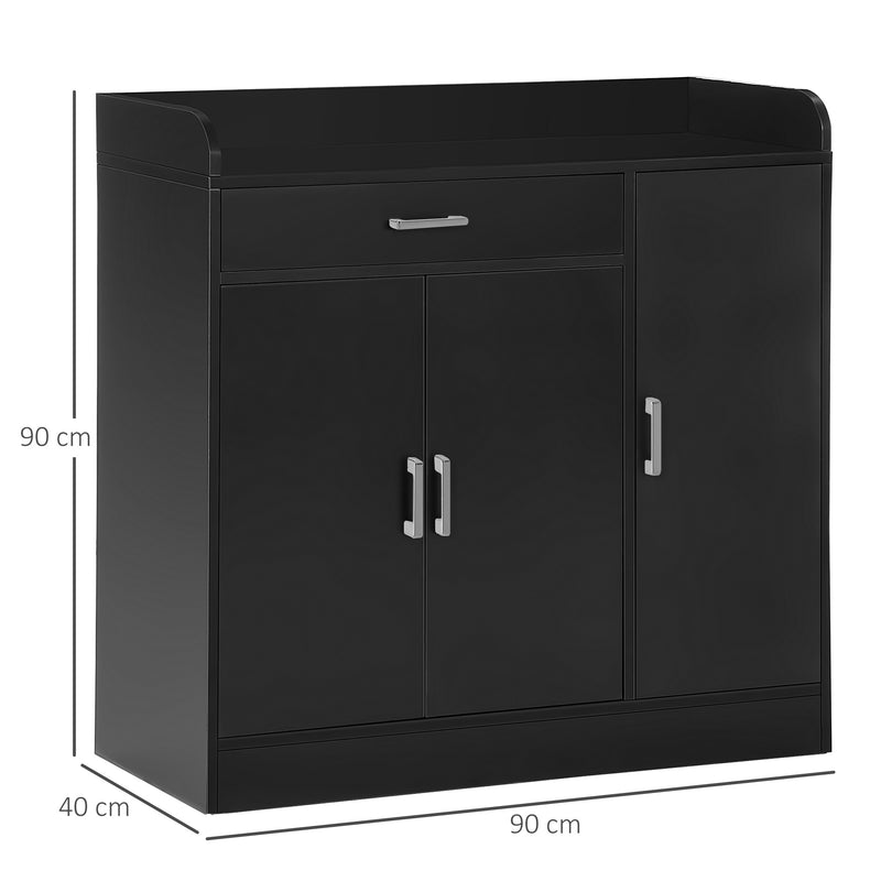 HOMCOM Modern Sideboard with Storage Cabinet, Floor Cupboard with Drawer Black