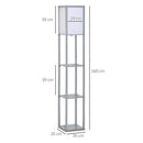 HOMCOM Floor Lamp Reading Lamp with 3-Tier Storage Shelf for Home Office Grey