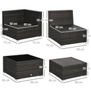 Outsunny 8 Pieces Patio Rattan Sofa Set Garden Furniture Set for Outdoor Brown