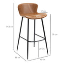 HOMCOM Bar Stools Set of 2, PU Leather Bar Chairs with Back and Steel Legs
