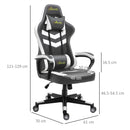 Vinsetto Racing Gaming Chair w/ Lumbar Support, Gamer Office Chair, Grey White
