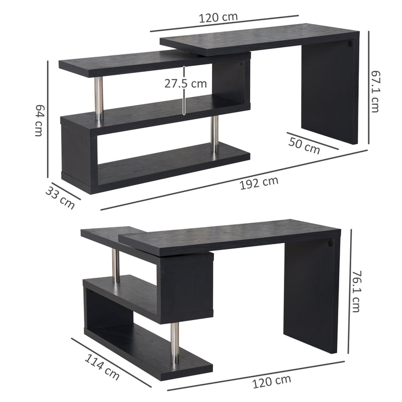 HOMCOM Modern Corner 360° Rotating L-Shaped Computer Desk Writing Table