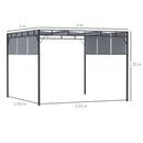 Outsunny 3(m) Steel Pergola Garden Gazebo w/ Retractable Canopy, Dark Grey