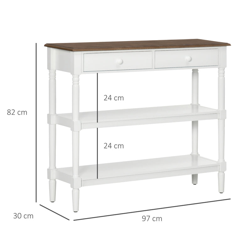HOMCOM Console Table with Storage Shelves and Drawers for Living Room, Entryway