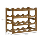 HOMCOM Free Standing Wine Rack 16 Bottle Holders, Bamboo Display Shelf, Brown