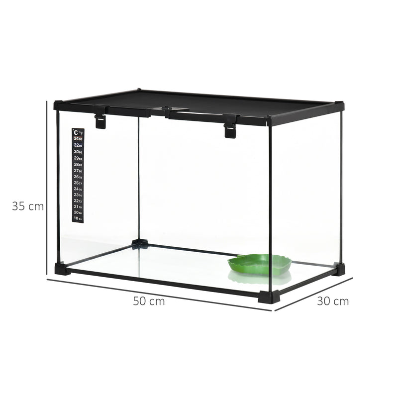 PawHut Glass Reptile Terrarium Habitats for Lizards, Frogs, Snake 50 x 30 x 35cm