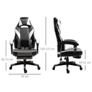 Vinsetto Gaming Chair with Footrest Computer Chair with Lumbar Pillow Grey