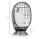 Outsunny Swivel Egg Chair Rattan Outdoor Chair with Cushion for Patio Black