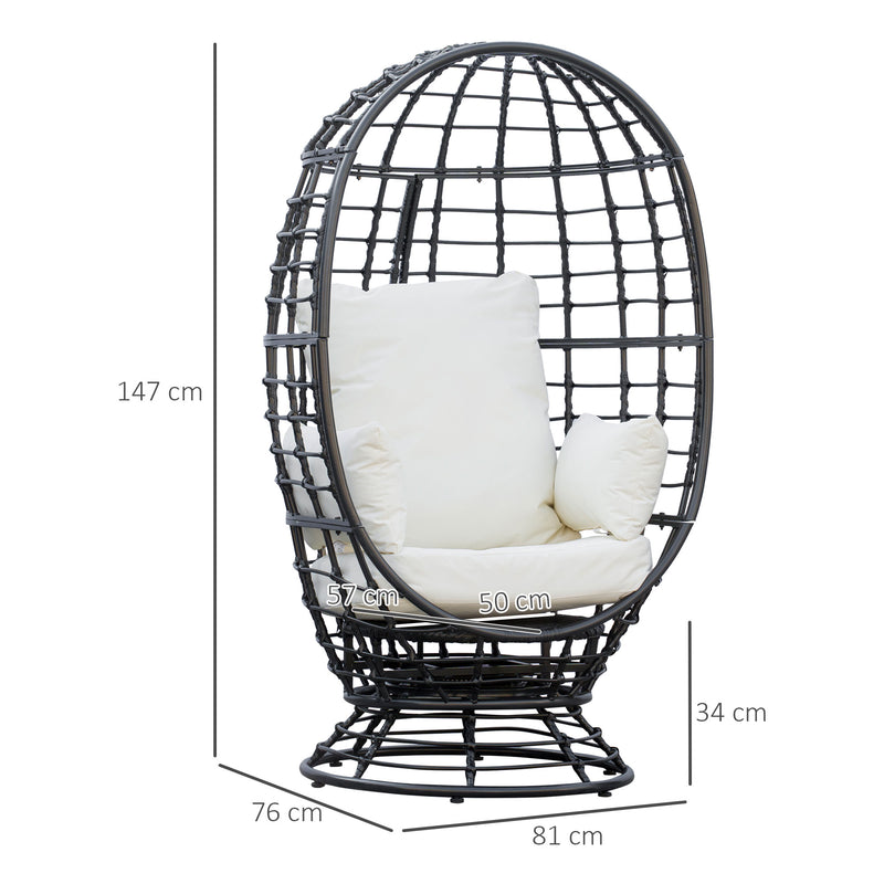 Outsunny Swivel Egg Chair Rattan Outdoor Chair with Cushion for Patio Black