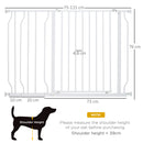 PawHut Dog Gate Wide Stair Gate w/ Door Pressure Fit, 75-115W cm, White