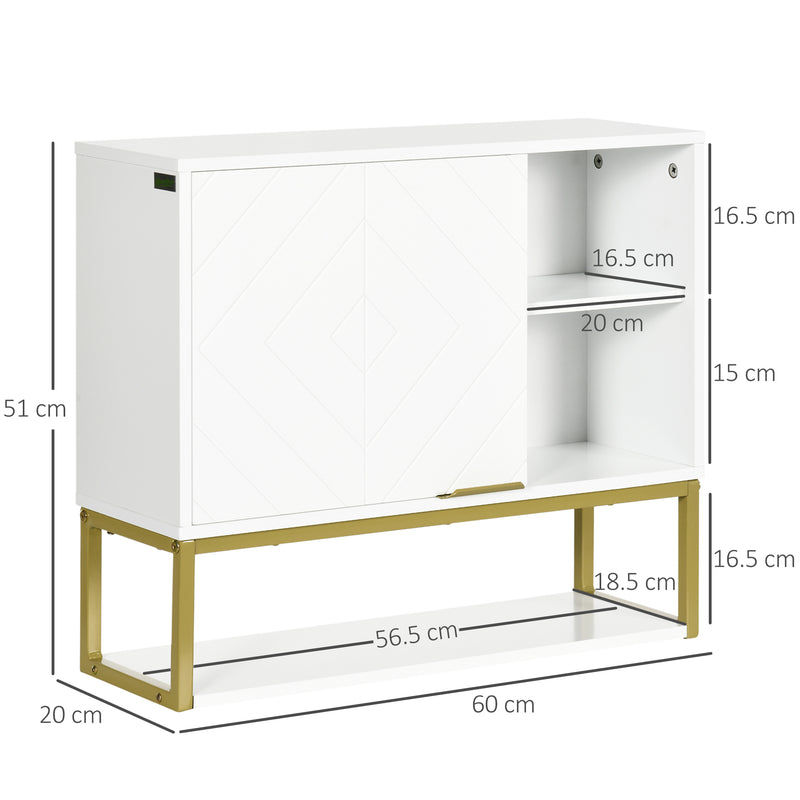 kleankin Bathroom Wall Cabinet with Adjustable Shelf for Hallway, Living Room
