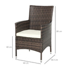 Outsunny 2PC Outdoor Rattan Armchair Wicker Dining Chair Set for Garden Brown