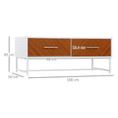HOMCOM Coffee Table Sofaside Table with Drawers and Open Shelf for Living Room