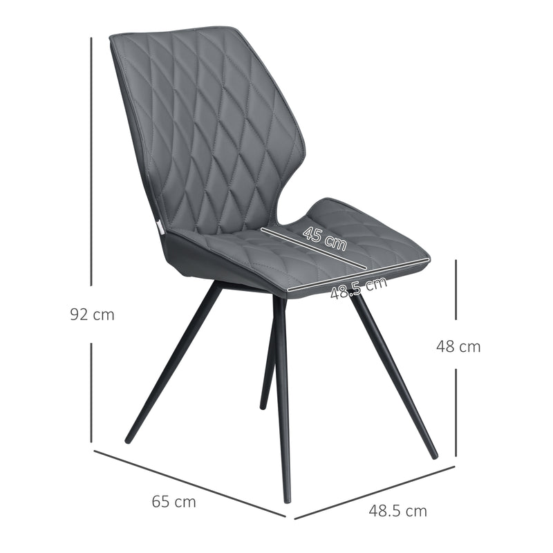 HOMCOM Mid-Century Dining Chairs Set of 2, Upholstered Accent Chairs, Grey