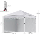 Outsunny 3x3 (M) Pop Up Gazebo Party Tent w/ 2 Sidewalls, Weight Bags, White