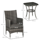 Outsunny Rattan Bistro Set Garden Chair Table Patio Outdoor Cushion Conservatory