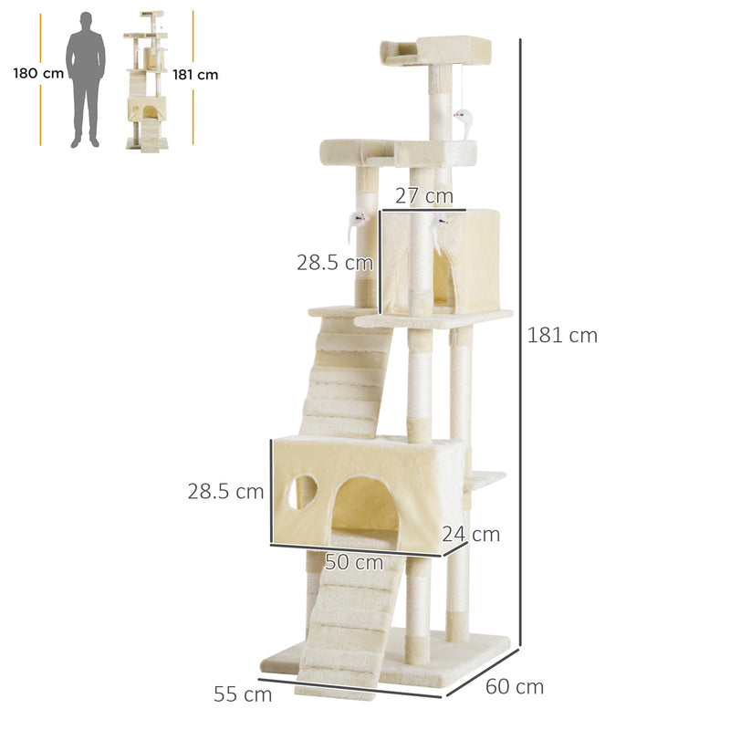 PawHut Condo Furniture Scratcher Post Pet Cat Tree Kitten Bed House Play Toy