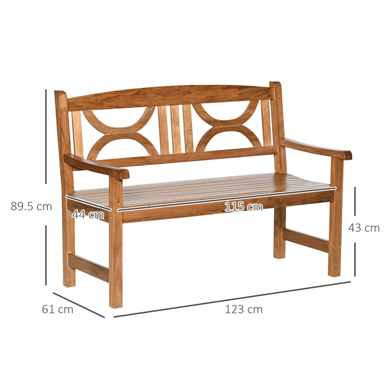 Outsunny 2-Seater Wooden Garden Bench Outdoor Patio Loveseat Natural