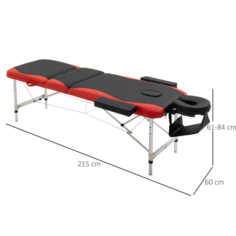 HOMCOM Portable PVC Massage Table Beauty Therapy Couch Bed Spa Aluminum Red