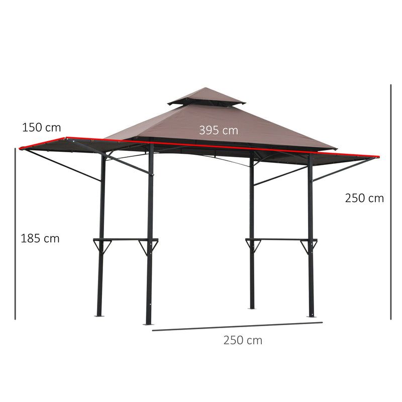 Outsunny Party BBQ Tent Outdoor Camping Patio Canopy Awing Waterproof Coffee