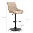 HOMCOM Bar Stools Set of 2, Adjustable Bar Chairs 360° Swivel for Kitchen Khaki