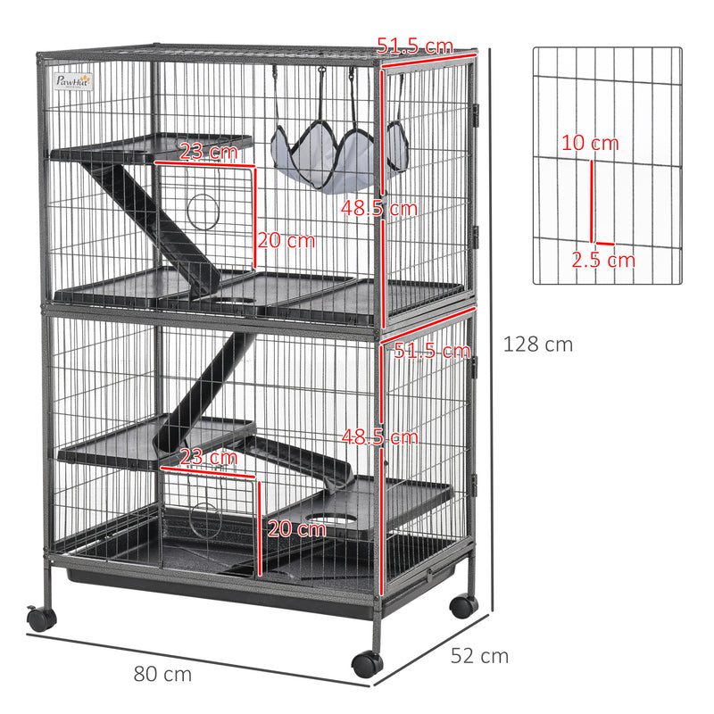 PawHut Small Animal Cages for Chinchilla Ferret Kitten on Wheels W/ Hammock Tray