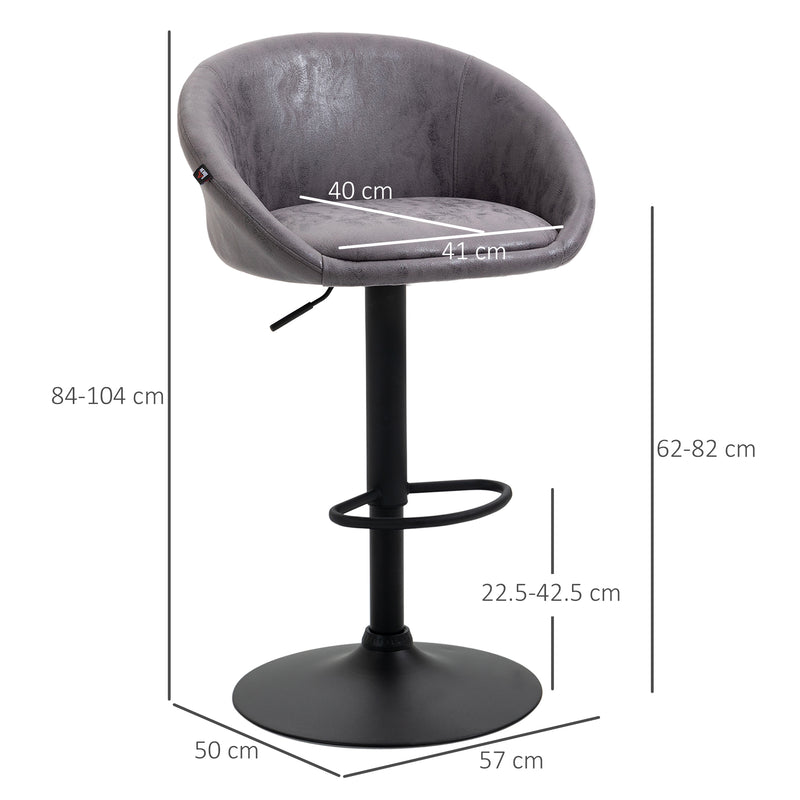 HOMCOM Modern Swivel Bar Stools Set of 2 with Adjustable Height, Dark Brown