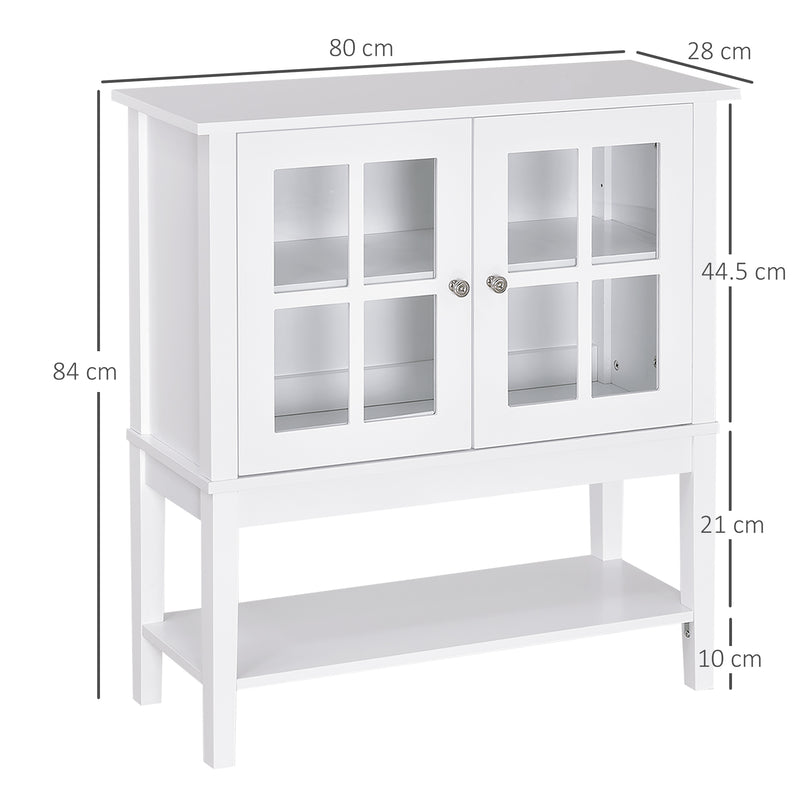 HOMCOM Modern Kitchen Sideboard Storage Cabinet w/ Adjustable Shelf – White