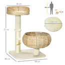 PawHut 72cm Cat Activity Centre w/ Two Bed, Toy Ball, Sisal Scratching Post