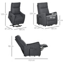 HOMCOM Power Lift Chair, Fabric Electric Recliner with Side Pocket, Grey