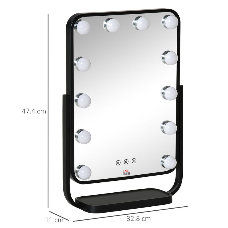 HOMCOM Hollywood Vanity Mirror with Dimmable LED Bulbs, Memory Function Bedroom