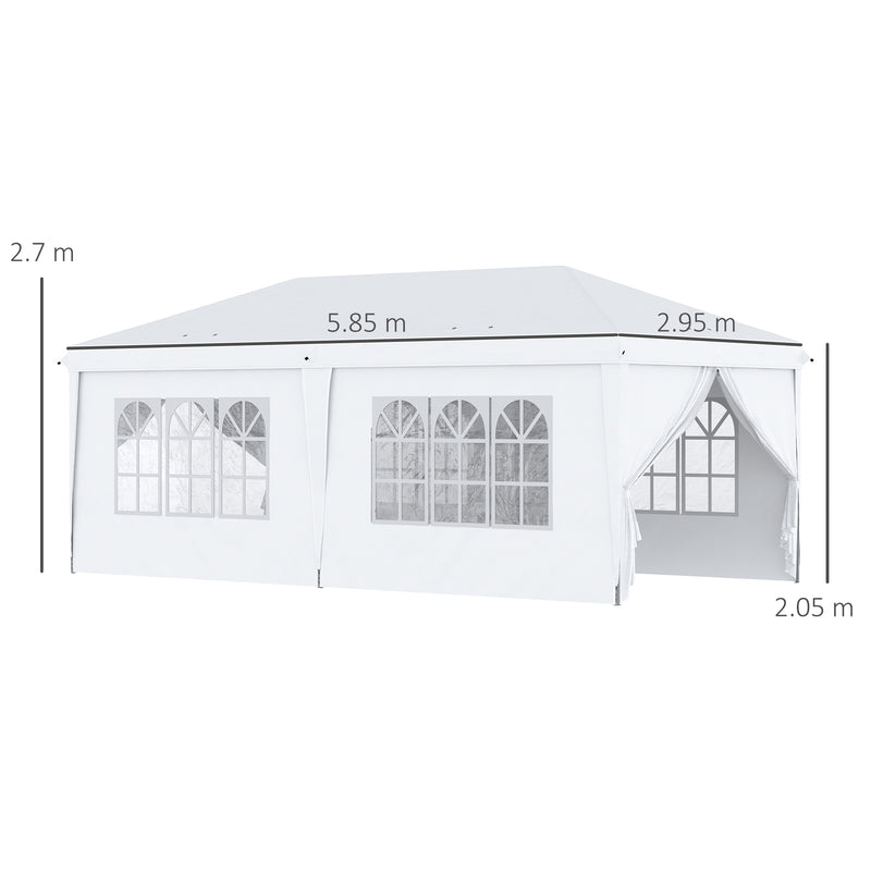 Outsunny 3 x 6m Pop Up Gazebo Height Adjustable Party Tent w/ Storage Bag Black