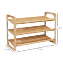 HOMCOM Bamboo Shoe Rack, 3-tier Shoe Storage Shelf for 9 Pair Shoes for Entryway