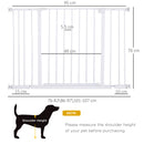 PawHut Pressure Fitted Pet Dog Safety Gate Metal Fence 76 cm Tall, White