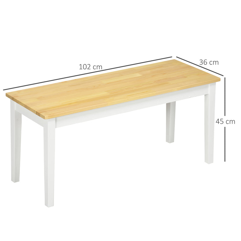 HOMCOM Wood Dining Bench Wooden Bench for 2 People, Natural Wood Effect