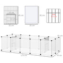PawHut Pet Playpen, 18 Panels DIY Small Animal Cage, for Guinea Pigs, Hegehogs