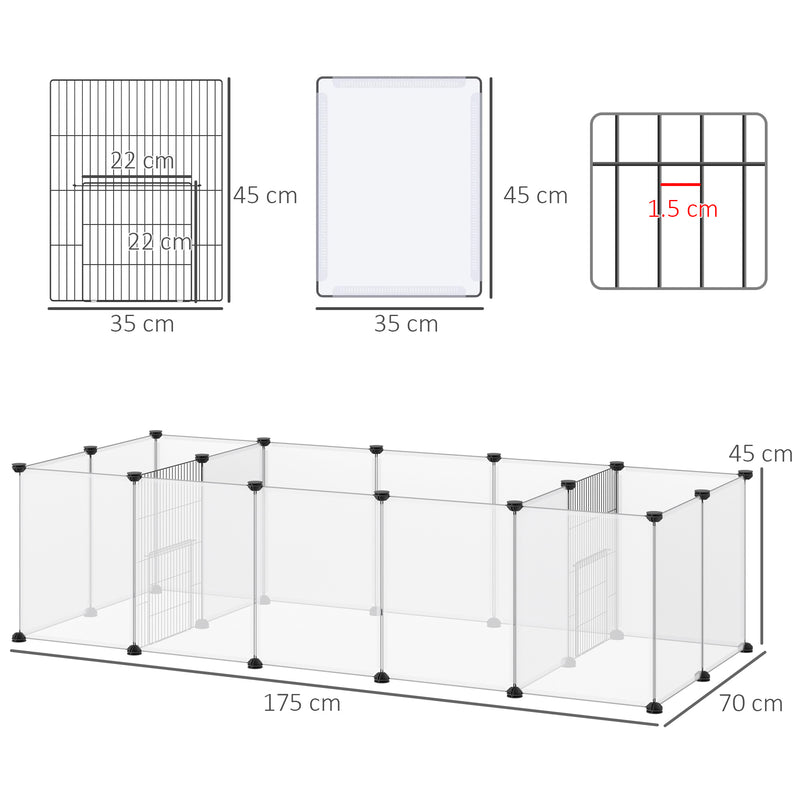 PawHut Pet Playpen, 18 Panels DIY Small Animal Cage, for Guinea Pigs, Hegehogs